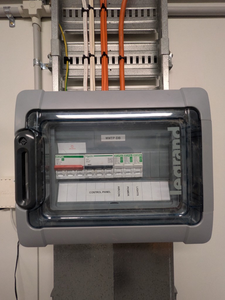 WWTP DB circuit breakers in the treatment plant control room