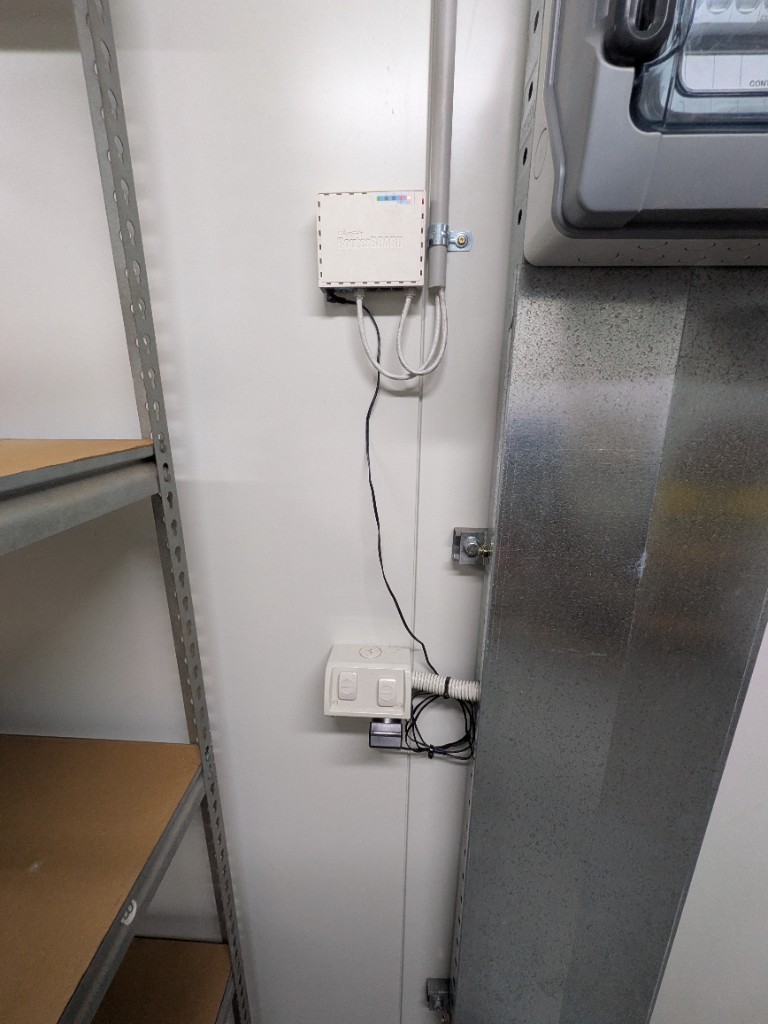 MikroTik WiFi router in the WWTP control room (T-COM and contractor internet)